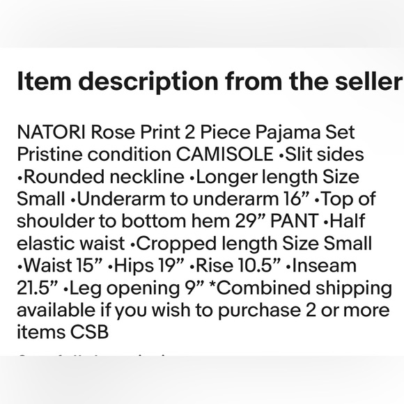 NATORI Rose Print 2 Piece Cami Sleep Set Small - Picture 9 of 9